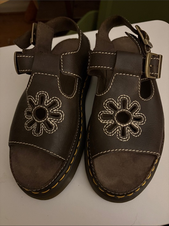 Dr. Martens Shoes - Dr. Martens Brown Floral Leather Sandals